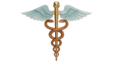 Isolated medical symbol of caduceus, healthcare professional emblem with snake and wings