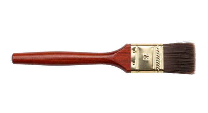Isolated paint brush with wooden handle. An artist's tool for creativity and painting skills