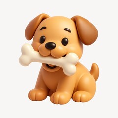 Obraz premium Cute cartoon puppy with bone.