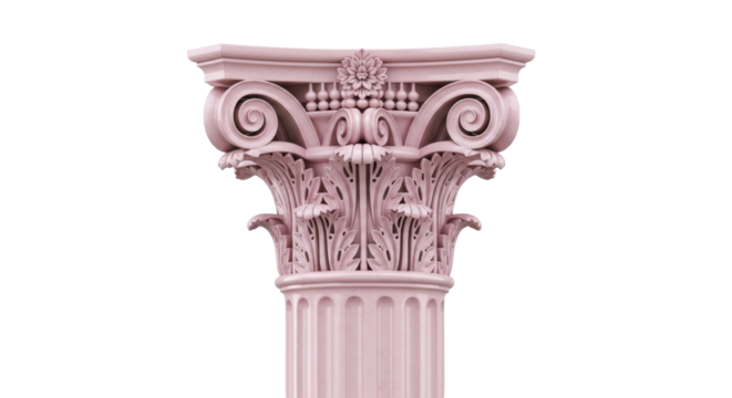 Isolated Corinthian column capital antique architectural element architectural element