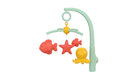Isolated pastel hanging mobile toy with fish, starfish, and octopus characters design