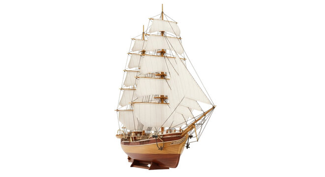 Isolated Tall ship model replica on neutral background perfect for editorial or commercial use