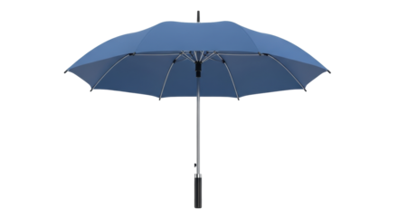 Isolated open blue umbrella for rain protection on rainy day or sunshine, weather forecast
