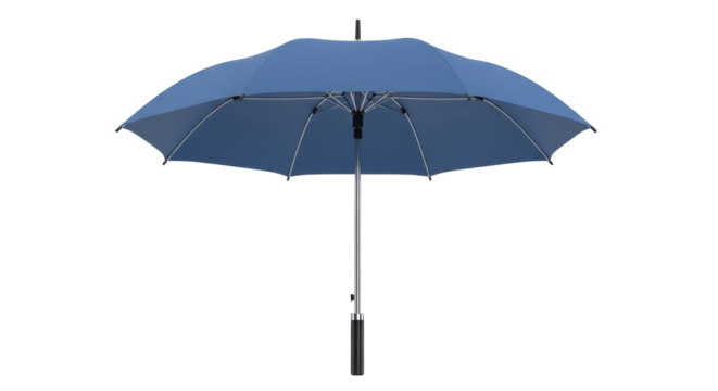 Isolated open blue umbrella for rain protection on rainy day or sunshine, weather forecast