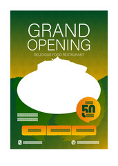 Grand Opening Flyer for a Delicious Food Restaurant with 50 Off Offer