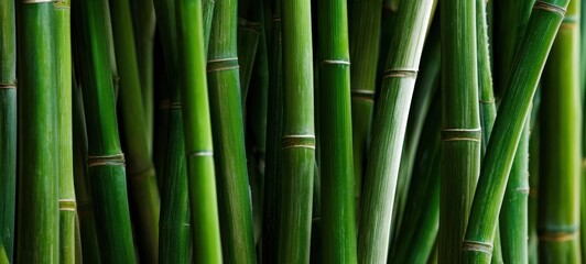 Obraz premium The Bamboo Stalks Close-Up Showing Lush Green Texture and Vertical Natural Patterns
