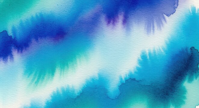 Watercolor painting with blue and teal colors