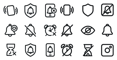 Notification and alert outline icons set &ndash; line, linear, reminder symbols