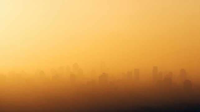 A city skyline barely visible through thick, yellow smog.