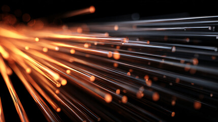 Dynamic glowing fiber optics creating a vibrant futuristic network connection background for technology, science, or modern business communications projects