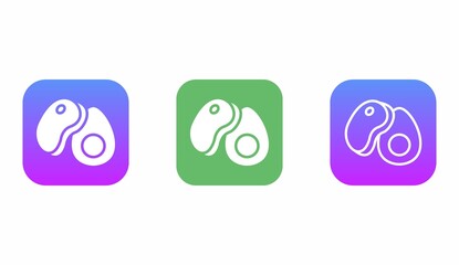 Trendy Keto Diet App Icons Isolated on White Background Illustration Vector. Stylish gradient app buttons for keto or LCHF diet themes, ideal for mobile UI, branding, or digital use. Ketogenic Diet 