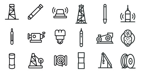 Construction and tools outline icons set &ndash; line, linear, building and development symbols