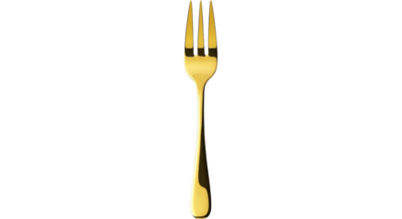 Isolated gold fork utensil, fancy dining accessory for modern kitchen decor and dinnerware set
