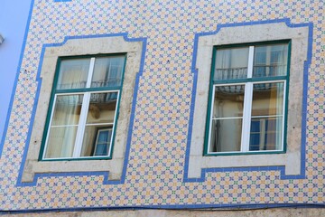 Signature Lisbon house(s). Traditional Portuguese colourful house(s) in historical center of Lisbon