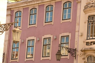 Signature Lisbon house(s). Traditional Portuguese colourful house(s) in historical center of Lisbon