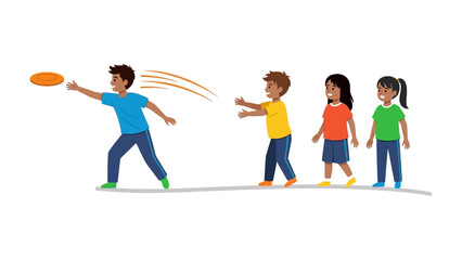 Playtime in the Park: Children are engaged in a fun game throwing a disc, radiating energy and joy, symbolising the delight of childhood activities.