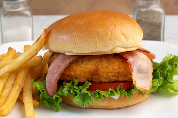 chicken and bacon sandwich  with fries