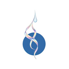 Abstract representation of dna with a water drop and blue circle isolated on transparent background