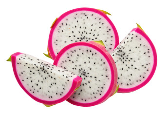 Isolated Slices of Dragon Fruit Arranged Together for a Fresh and Healthy Snack Concept