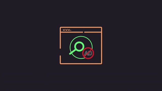 Ad Blocker Browser Extension Animation. Looping Icon for Blocking Ads and Online Privacy.