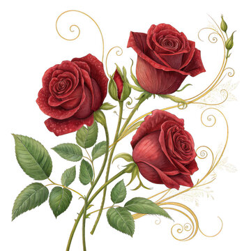 Elegant red roses and swirling vines artistic floral arrangement natural beauty