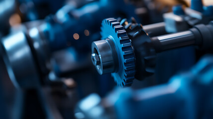 Gears and Mechanism Close-Up: Intricate machinery, engineering, precision, and mechanical design showcased in detailed focus, complex metallic components.