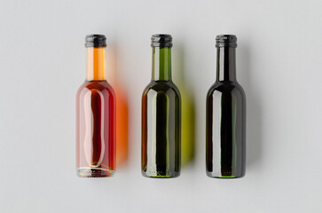 Small red, white and rose wine bottle mockup. Bordeaux shape.