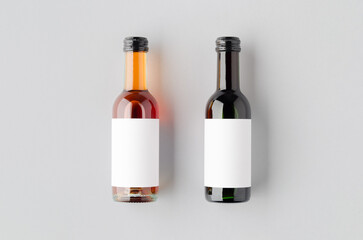 Small red and rose wine bottle mockup. Bordeaux shape.