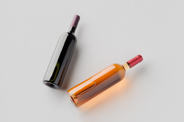 Red, and rose wine bottle mockup