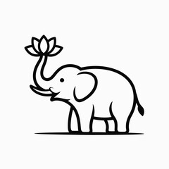 Obraz premium Minimalist elephant with lotus flower vector illustration scalable eps icon for general use silhouette vector illustration white background