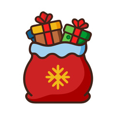 Christmas sack filled with colorful gifts representing holiday cheer and celebration