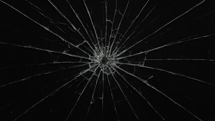 Obraz premium Shattered glass on black background.