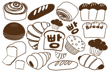 a drawing of bread in a line