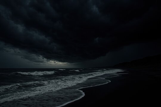 Dramatic stormy beach scene