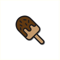 Chocolate ice cream bar with sprinkles vector icon