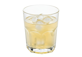 Isolated cocktail glass of chilled beverage with ice cubes, sweet alcoholic drink concept