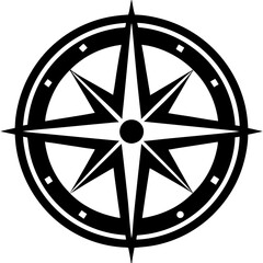 Obraz premium Compass Icon Vector Illustration - Navigation Travel Direction Symbol Printable Design
