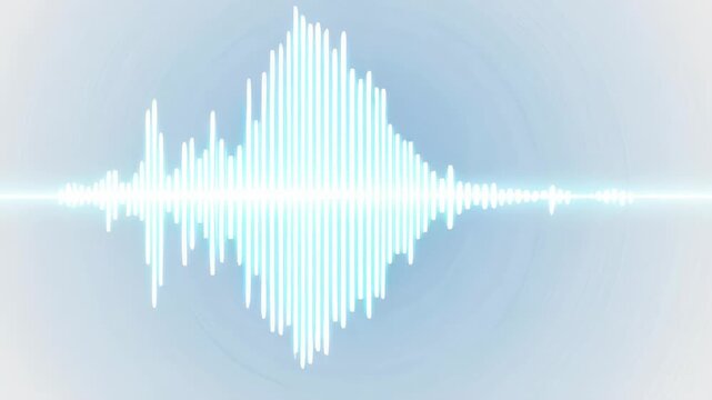 White Musical Note Icon Over Blue Background with Audio Waveform Digital Music Symbol Sound