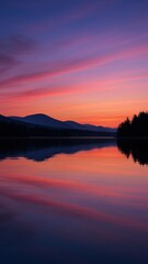 Obraz premium Serene twilight lake reflection.