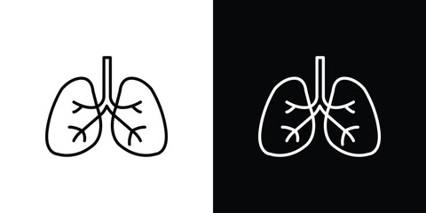 Human lungs icon in black line illustration. Design logo for app, UI.