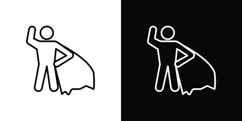 Hero icon in black line illustration. Design logo for app, UI.