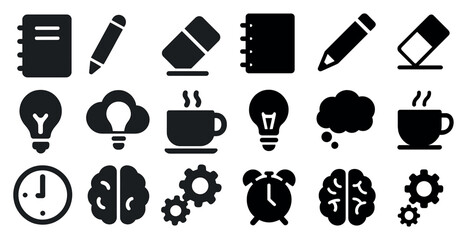Education and creativity flat icons set – learning, school, academic symbols