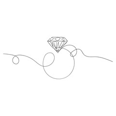 hand drawn continuous line drawing diamond gemstone illustration vector