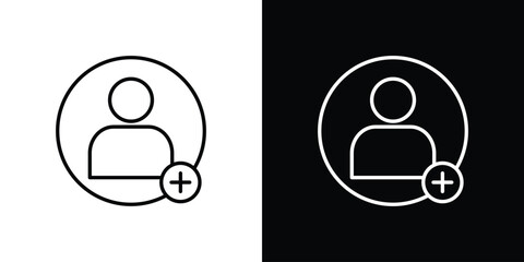 Follower icon in black line illustration. Design logo for app, UI.