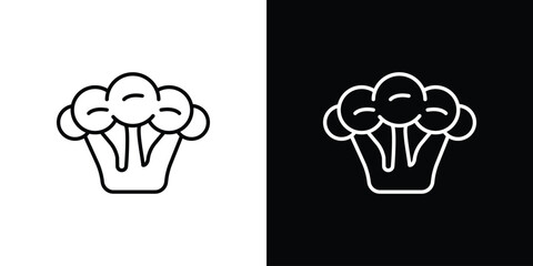 Cauliflower icon in black line illustration. Design logo for app, UI.