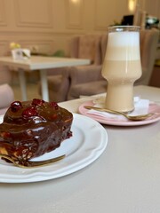 chocolate cake and coffee