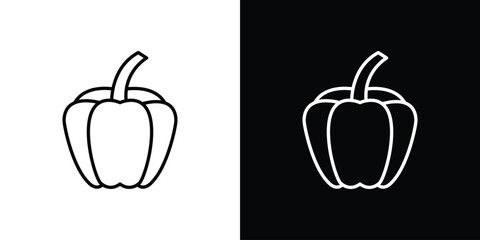 Capsicum icon in black line illustration. Design logo for app, UI.