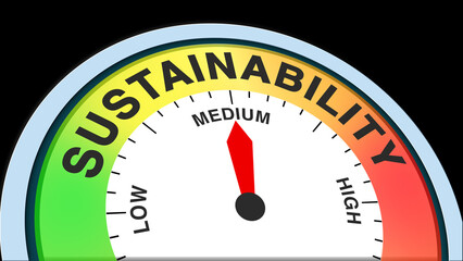 Sustainability medium, concept illustration showing balanced environmental practices, moderate resource efficiency, or average ecological impact. Ideal for business, ecology, or green visuals