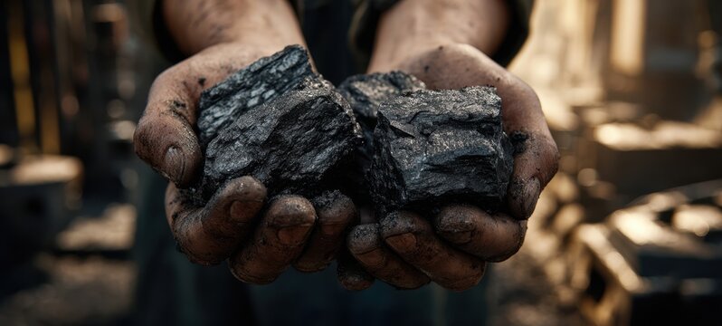 The Coal in a Worker's Calloused Hands in an Industrial Setting