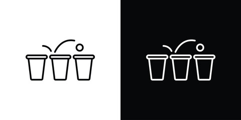 Beer pong icon in black line illustration. Design logo for app, UI.
